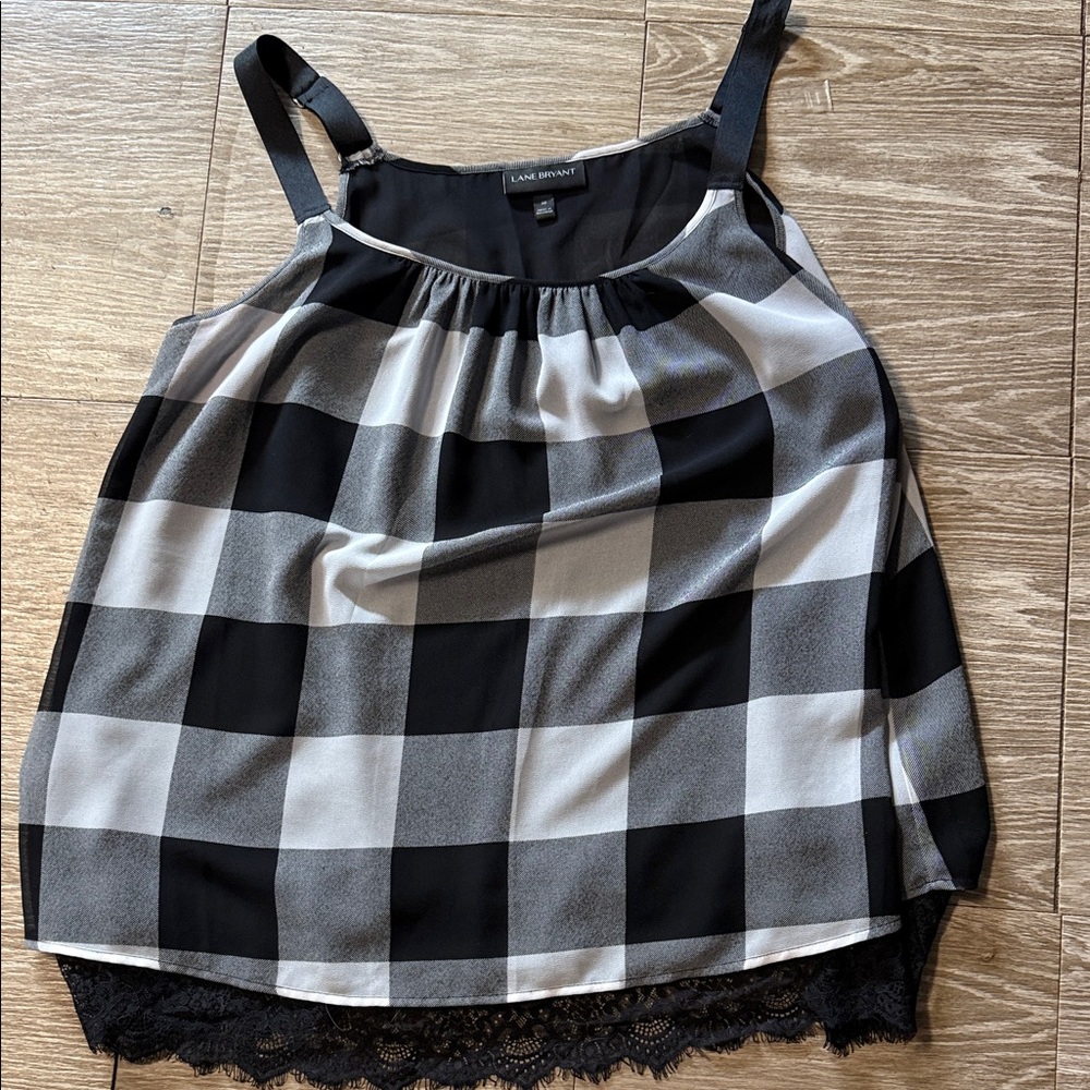Lane Bryant Black and White Plaid Camisole